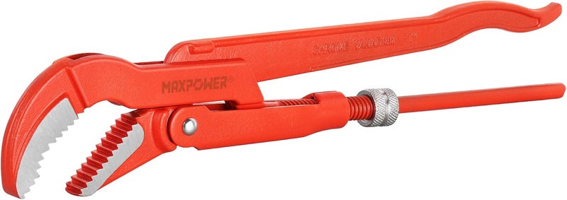 Max Power 12 inch Swedish Pipe Wrench, 45 Degree Angled Jaw - Image 1